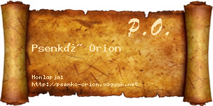 Psenkó Orion névjegykártya